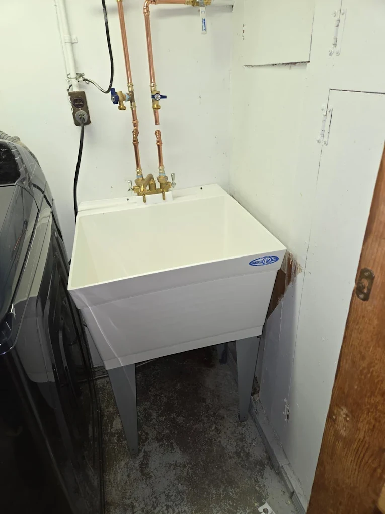 Laundry utility sink installation