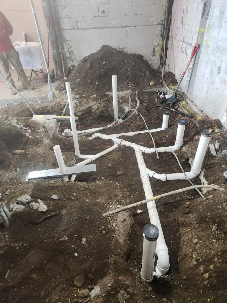 Underground plumbing rough-in for new construction