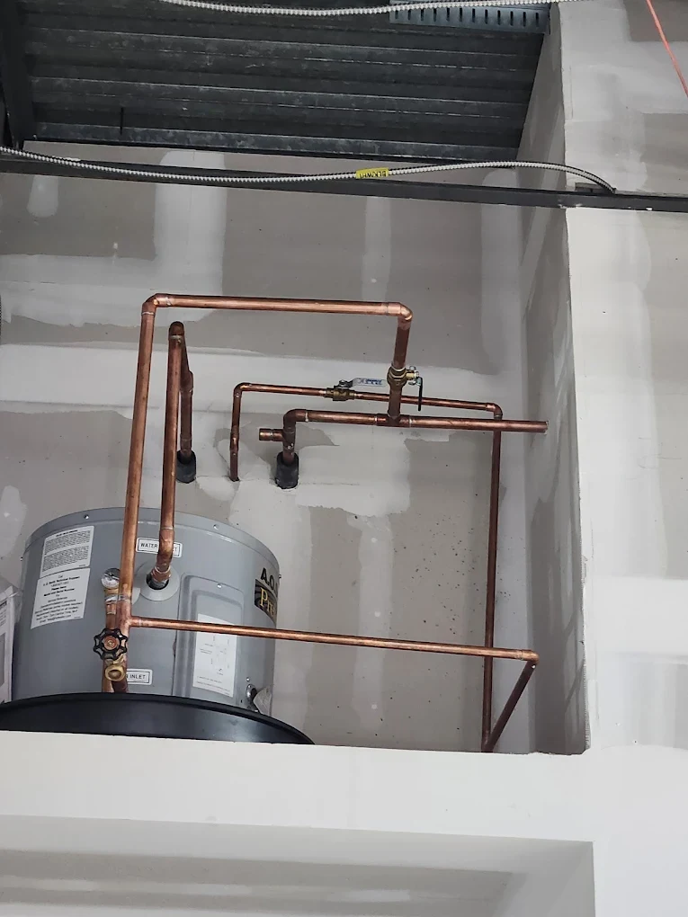 Water heater copper piping installation